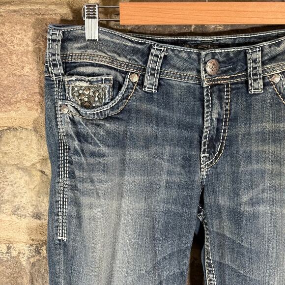Silver Jeans Suki Bootcut Bling Flap Pockets Y2K Rhinestone Embellished 30/31 - Picture 7 of 16